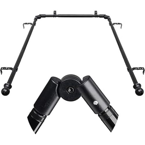 Bay Window Curtain Rods, U shaped Adjustable Curved Curtain Rods for Windows 59 to 184 Inches, Black 1 inch Renter Friendly Heavy Duty Curtain Rods with Brackets for Bedroom, Living Room Curtains