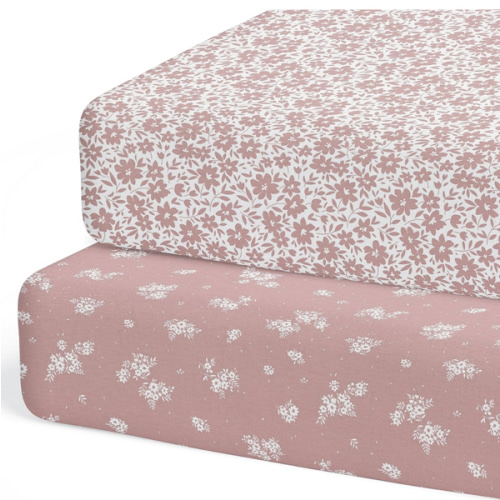 Crib Sheets Neutral - Fitted Baby Crib Sheets Bed for Girl Boy - 2 Pack Standard & Toddler Mattress (Antique Rose) - Buttery Soft Organic Cotton Blend