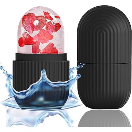 ice face roller, ice mold for face and Eyes, Reusable Massage Silicone Beauty Tool, Naturally Conditioning And Skin Care, De-Puff Eye Bags, Reduce Migraine Pain (Black)