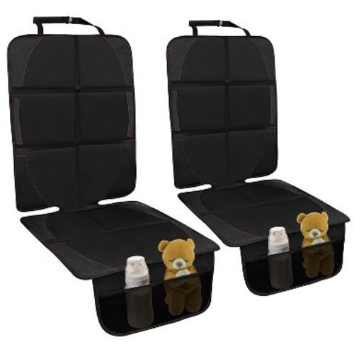 iMountek"2-Pack Car Seat Protector Mats with Thick Padding, Non-Slip, Mesh Pockets for Child Safety"Black