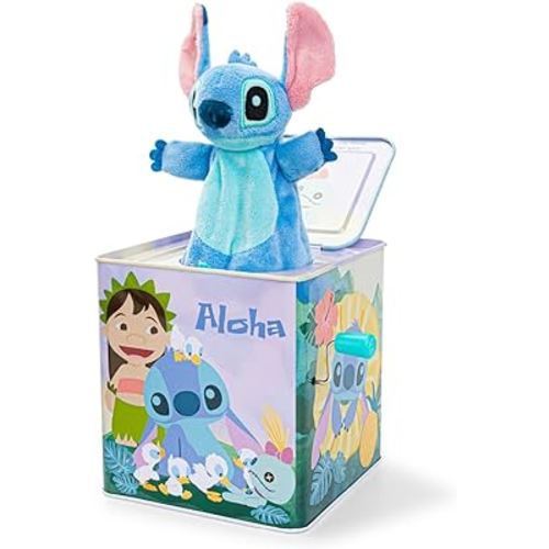 KIDS PREFERRED Disney Baby Lilo and Stitch Classic Jack in The Box Musical Toys for Babies and Toddlers, Pop Goes Stitch from A Colorful Box, 5 Inches