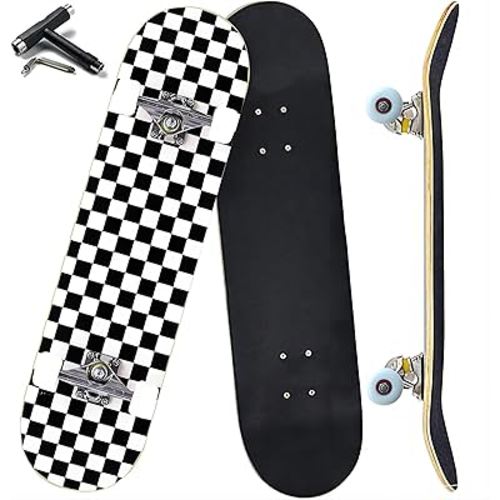 Pro Complete Skateboards for Beginners Girls Boys Kids Youths Teens Adults 31"x8" Skate Boards 7 Layers Canadian Maple Double Kick Deck Concave Longboard