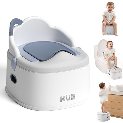 KÜB 3-in-1 Potty Training Toilet (Chair, Seat, Step Stool) - 9 CM Splash Guard, One-Click Assembly, Easy to Clean - Versatile Toddler Potty Trainer for Boy Girl - Blue