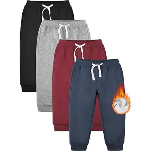 Resinta Baby and Toddler Boys Cotton Active Fleece Jogger Sweatpants Pull on Fleece Pants with Pockets Drawstring for Winter