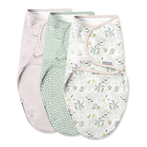 SwaddleMe by Ingenuity Easy Change Baby Swaddle in Size Small/Medium, 0-3 Months, 7-14 Pounds, 3-Pack with Easy Change Zipper - Peekaboo Panda