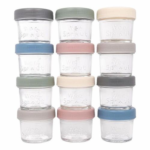 WeeSprout Glass Baby Food Storage Jars w/ Lids - 4oz, 12 Pack Set