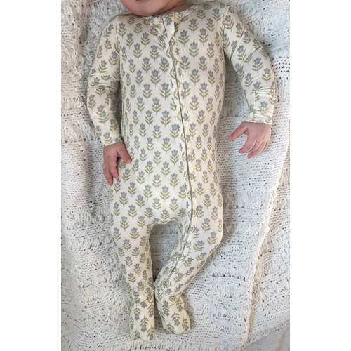 Baby Bamboo Zippered Onesie (Willow Garden) – Luli & Sage – Bamboo Pajamas for Moms & Littles