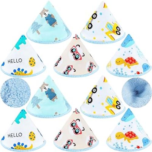 10 Pcs Coral Velvet Pee Covers Baby Boy, Strong Water Absorption Pee Shield for Baby Boy, Reusable Pee Cap, Diaper Changing Accessory for Boys Newborn Gift (Dinosaur)