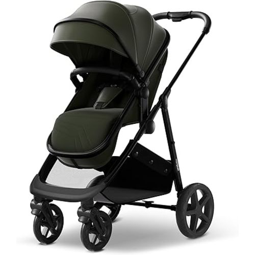 Mompush Wiz 2-in-1 Convertible Baby Stroller with Bassinet Mode, Foldable Infant Stroller with Reversible Seat and Large UPF 50+ Canopy