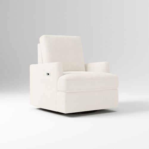 Haven Swivel Glider Recliner Power Performance Yarn Dyed Linen Weave Alabaster