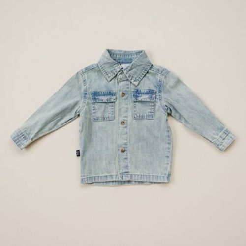 Kids Jagger Denim Button Up Shirt Brown 12-18M - Olive + Scout