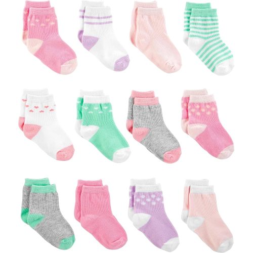 Simple Joys by Carter's Baby Girl's 12-Pack Socks Sockshosiery, pink/purple/mint, 0-3 Months