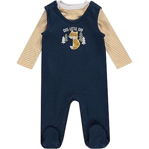 Cudlie Infant 2-Piece Overall & Long-Sleeve Bodysuit Set with Bottom Snaps – Soft, Cozy & Adorable Outfit