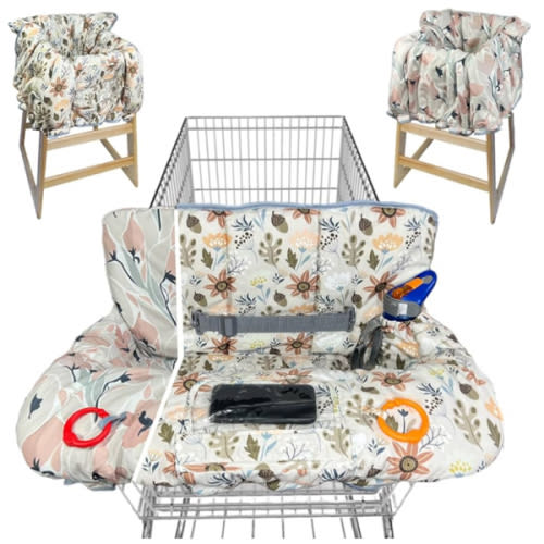 Shopping Cart Cover for Baby Grocery Cart Cover for Baby boy and Baby Girl, High Chair Cover for Baby and Toddler, Baby Registry Gift - Waterproof - Extra Large - Cotton - Double Sided (Ivory)
