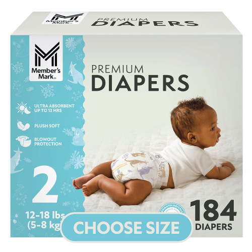 Member's Mark Premium Baby Diapers, Sizes: Newborn - 8