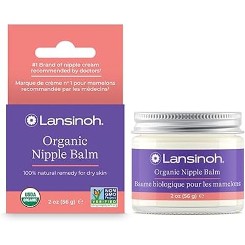 Lansinoh Organic Nipple Butter, 2 oz Jar, Safe for Breastfeeding Baby, Soothing Postpartum & Nursing Care for Moms