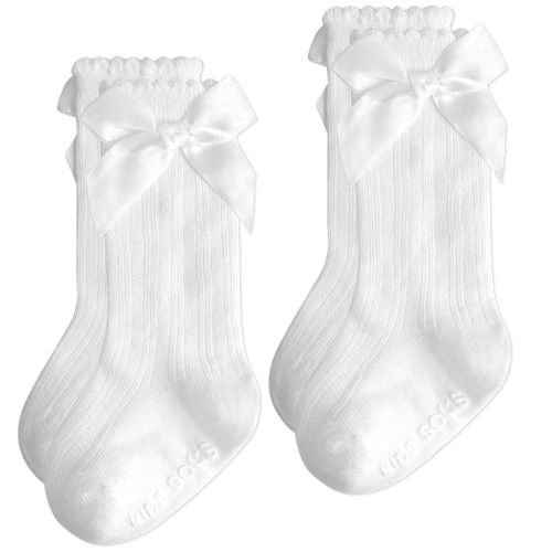 Baby Knee High Socks Girl Non Slip Toddler Stockings Cotton Bow Ruffle Newborn Long Socks Infant Dress Sock 0-6M/6-12M/1-3Y