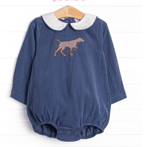 Pointer Pup Applique Bubble, Navy Corduroy – Stitchy Fish