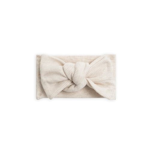 Colored Organics Baby Organic Cotton Hattie Bow Wrap Headband - Heather Oat Waffle