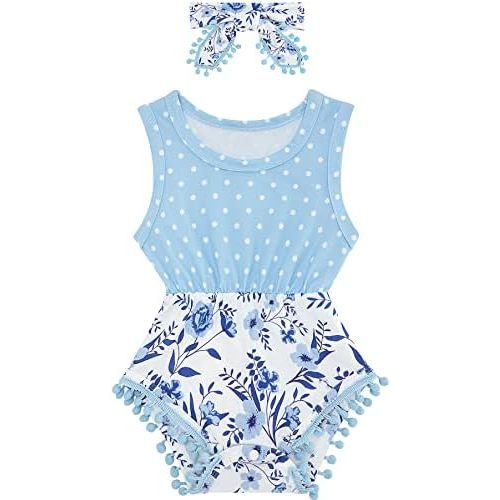 Ahegao 0-24 Months Baby Floral Romper Toddlers Outfits Infant Playsuits + Headband Jumpsuit