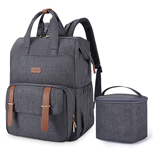 mommore Breast Pump Bag Backpack for Spectra S1,S2 Medela Diaper Backpack for Working Moms with 15.6 inch Laptop Sleeve, Grey