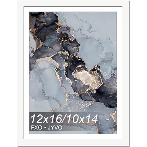 12x16 Frame White, Display Picture 10 x 14 with Mat or 12 x 16 Without Mat, Wall Hanging Large Picture Frame for Diamond Art Painting 30 x 40cm - 1 Pack