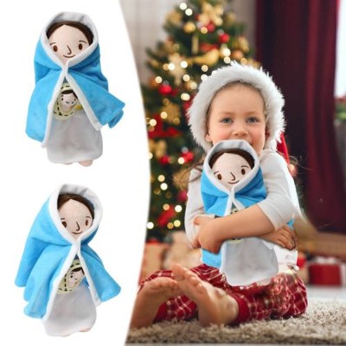 Lady of Guadalupe Plush Blessed Mary Stuffed Doll Christ Religious Toys Savior Plush Christian Religious Figure Home Christmas Decoration 13" (Blue)