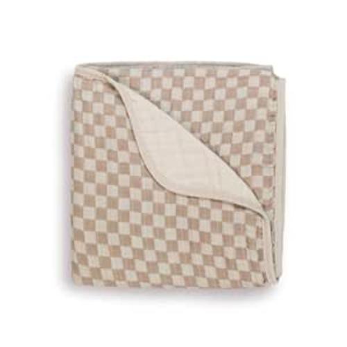 Itzy Ritzy Baby Blanket – Soft Cotton Muslin Multi-Use Blanket - Can Be Used as a Tummy Time Mat, Nursing Cover, Stroller Shade & More – Measures 30" x 40", Machine Washable (Checkerboard)