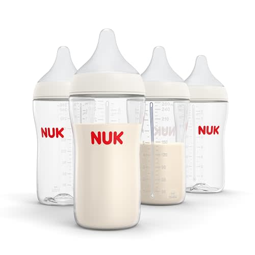 NUK Perfect Match Medium Flow 2-in-1 Natural and Anti-Colic Bottle, 8oz., 4 Pack, BPA Free
