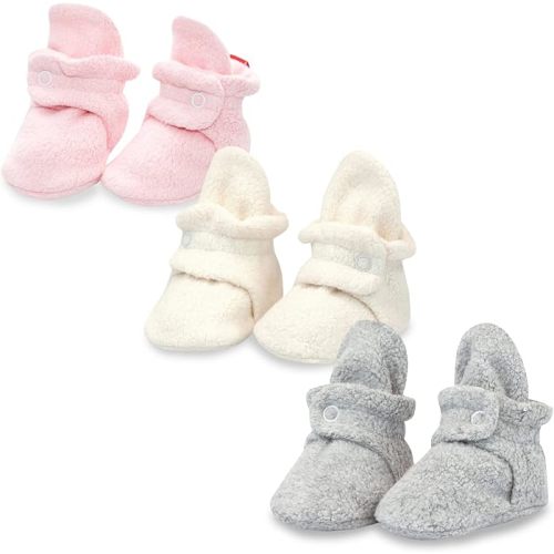Zutano Unisex Fleece Baby Booties with Organic Cotton Lining, Newborn Essentials