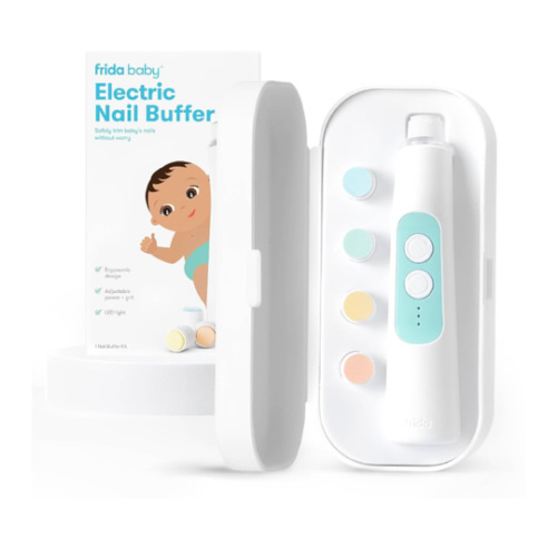 Frida Baby Electric Nail Trimmer, Safe + Easy Electric Nail File Baby Nail Clipper + Nail Trimmer Kit for Newborn, Toddler, or Children's Fingernails/Toenails, 4 Buffer Pads, LED Light, Storage Case