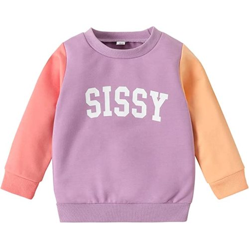 Toddler Baby Boy Girl Letter Crewneck Sweatshirt Casual Long Sleeve Pullover Fall Winter Clothes - A4 Purple - 6-12 Months