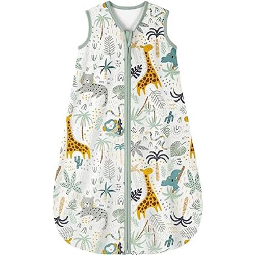 Yoofoss Baby Sleep Sack 6-12 Months 0.5 TOG Baby Wearable Blanket, 100% Cotton Infant Toddler Sleeping Sack 2-Way Zipper Lightweight Sleepsack, Giraffe