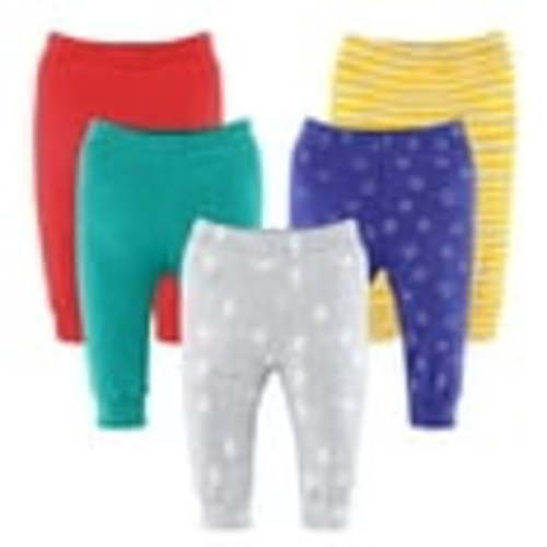 6-9 mo The Peanutshell Baby Boy or Girl Pants, 5-Pack, Elephant Brights