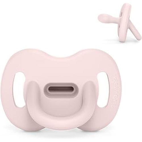 Color Essence SX PRO Silicone Baby Pacifier 1Pk, Made with 100% Soft Silicone, Baby Essentials Perfect for Breastfeeding Babies, Designed in Spain, 0-6 Mths, Rose