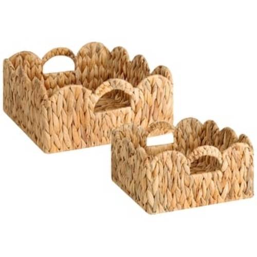 StorageWorks 2-pack Scalloped Edge Wicker Storage Baskets with Built-in Handles