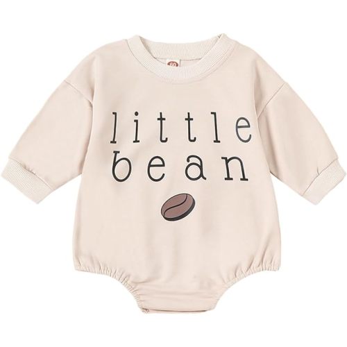 Youweixiong Newborn Baby Boy Girl Romper Bubble Long Sleeve Little Bean Bodysuit Ovesized Sweatshirt Infant Casual Onesie Top