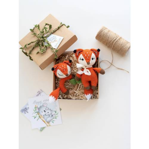 CROCHET ANIMAL TOYS as baby shower or baby announcement gift, baby stuffed woodland animals, amigurumi baby toy, crochet fox baby gift