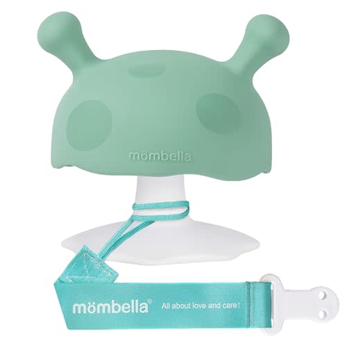 Baby Teething Toys for 3-12 Months+,Silicone Mombella Baby Teether with Suction Base,Soft&Easy to Grasp for Teething Relief,Safe&Comfortable Teether Toys for Sucking Needs,BPA Free (Eucalyptus Green)