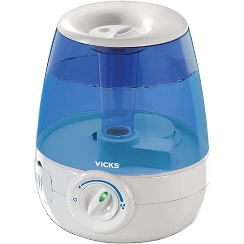 Vicks V4600-CAN Filter-Free Ultrasonic Cool Mist Humidifier, Medium Room Humidifier for Baby, Bedroom, Office Desk, with Variable Output Control, Dual Scent Pad Slots, Auto Shut-Off, 4.5L/1.2Gal