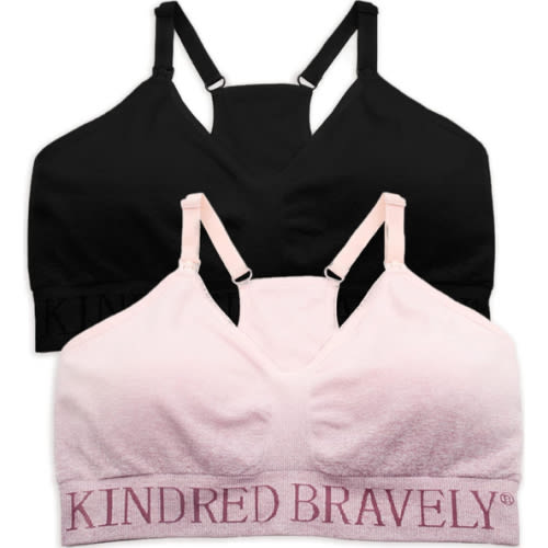 Kindred Bravely 2-Pack Hands Free Sports Pumping Bra Bundle (Black and Ombre Purple, Large)