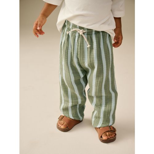 Sage Green Stripe Soft Textured 100% Cotton Trousers (3mths-7yrs)