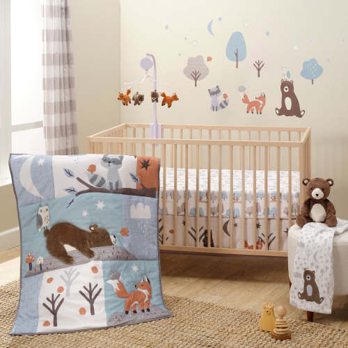 Sleepytime Bear Woodland 3-Pc Baby Nursery Crib Bedding Set – Lambs & Ivy