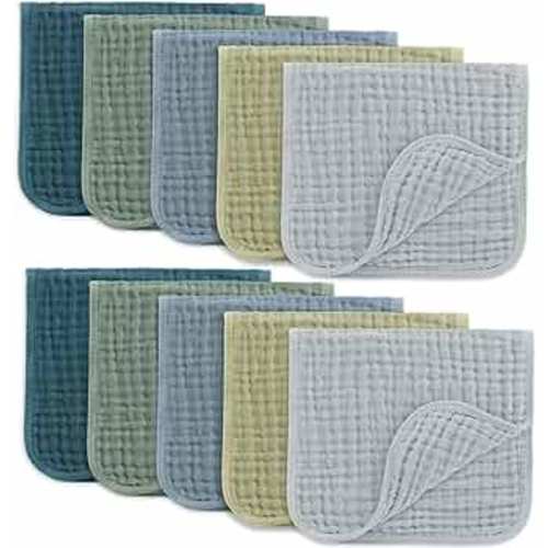 Amazon.com: Comfy Cubs Muslin Burp Cloths 20" x 10", Pack of 10 - Large, 6-Layer, Ultra Absorbent 100% Cotton for Baby Drool and Messes - Soft, Safe & Gentle Baby Burp Cloths for Boys & Girls - White : Baby
