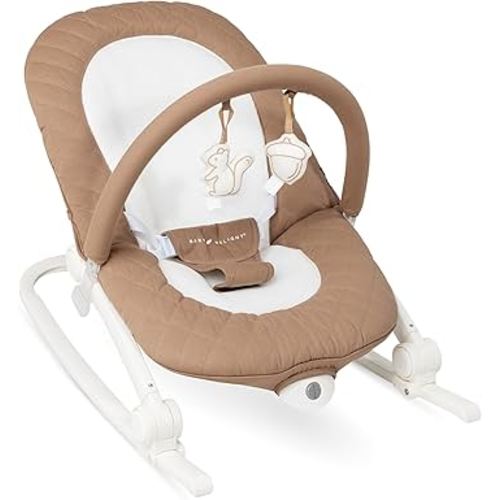 Baby Delight Aura | Deluxe Portable Rocker & Seat for Infants | Soothing Vibration & Sounds | Baby Rocker | Quilted Organic Mocha