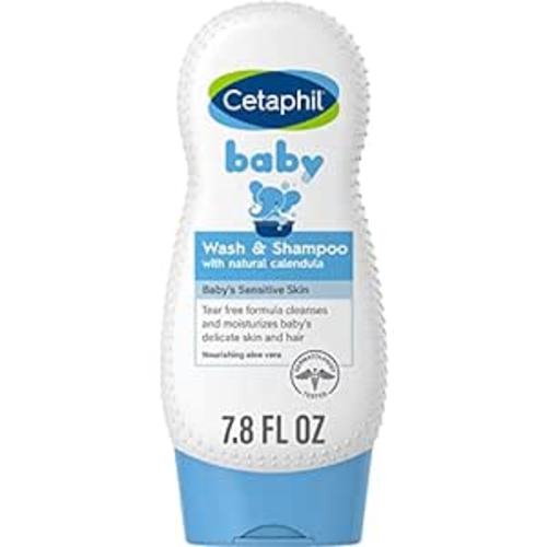 Cetaphil Baby Shampoo and Body Wash with Organic Calendula, Tear Free, Hypoallergenic, Ideal for Everyday Use, Dermatologist Tested, 7.8oz