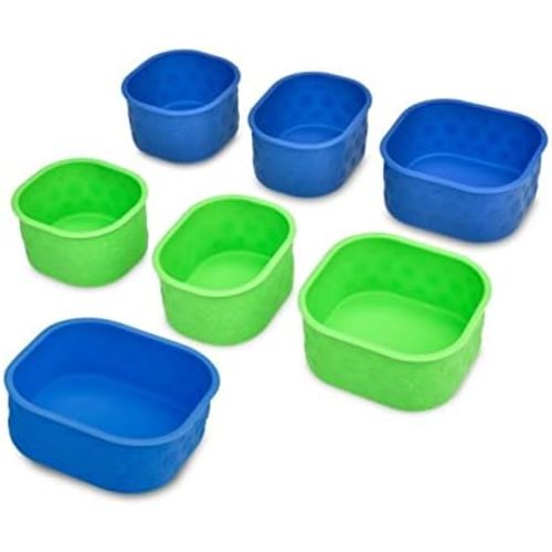 LunchBots Silicone Bento Cups Set - Accessories Designed to Fit in Medium and Large Bento Lunch Boxes - 7 Pieces - Blue/Aqua
