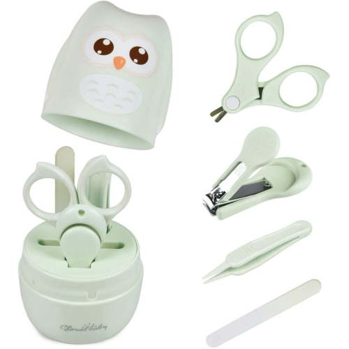 Baby Nail Kit, Baby Manicure Kit and Pedicure kit with Cute Owl Shape Case. Baby Nail Clipper, Scissor, Baby Nail File & Tweezer for Newborn, Infant & Toddler