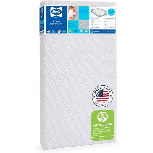 Sealy Baby Infant and Crib Mattress - Refresh 2 Stage, Breathable and Waterproof, GREENGUARD Gold Certified, Made in USA