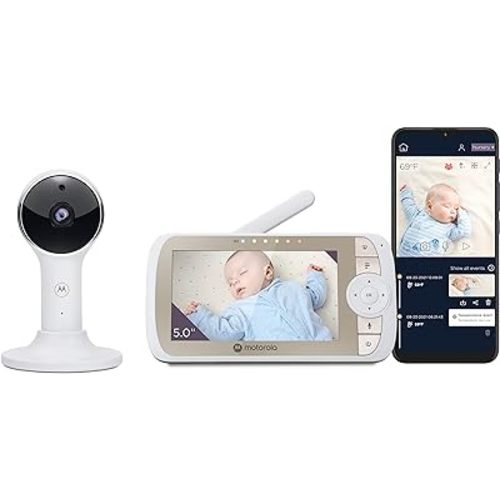 Motorola Baby Monitor VM65-5" WiFi Video Baby Monitor with Camera HD 1080p - Connects to Smart Phone App, 1000ft Long Range, Two-Way Audio, Remote Pan-Tilt-Zoom, Room Temp, Lullabies, Night Vision